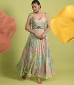 Baby pink floral print cotton dresses