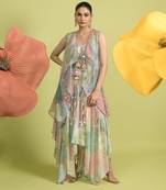 Baby pink floral print cotton dresses