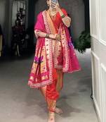 Red weaving nauvari bridal paithani saree with pink dupatta
