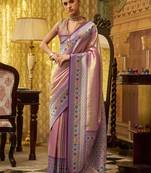Purple zari weaving tissue silk blend festival wear saree