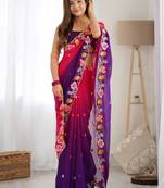 Multi-color embroidered georgette event wear saree