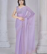 Lavender organza event wear saree with blouse