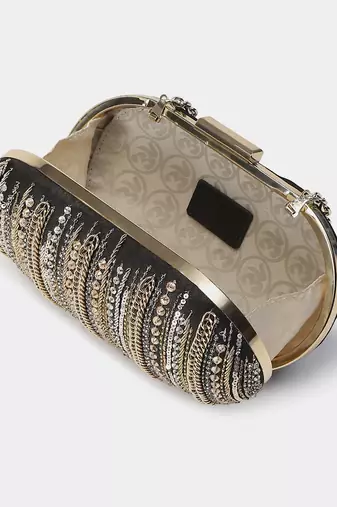 Black noel clutch by label ritu kumar