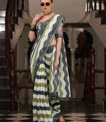 Multi-color printed cotton casual wear saree with blouse