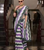 Multi-color printed cotton casual wear saree with blouse