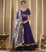 Dark purple georgette anarkali set