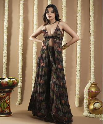 Black printed glass neck indo set 1