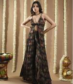 Black printed glass neck indo set