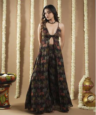 Black printed glass neck indo set 2