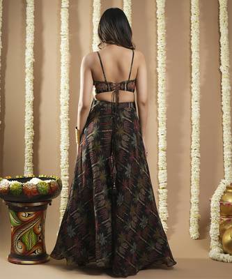 Black printed glass neck indo set 4