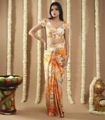 Orange forest print drape indo set