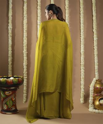 Mehendi green shrug drape set 5