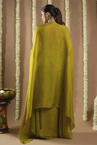 Mehendi green shrug drape set