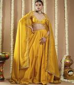 Mustard Yellow Heavy Slub Silk Lehenga Set