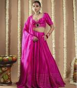 Hot Pink Silk Heavy Lehenga Set