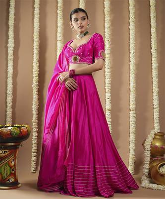 Hot Pink Silk Heavy Lehenga Set 2
