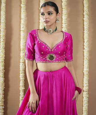 Hot Pink Silk Heavy Lehenga Set 3