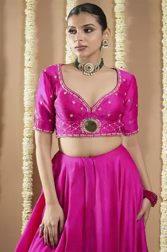 Hot Pink Silk Heavy Lehenga Set