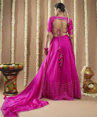 Hot Pink Silk Heavy Lehenga Set 4