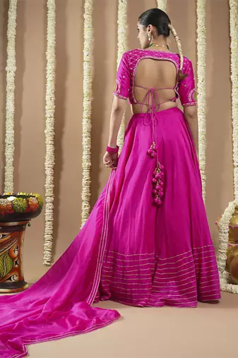 Hot Pink Silk Heavy Lehenga Set
