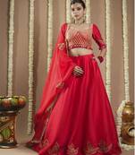 Chilli Red Heavy Silk Lehenga Set