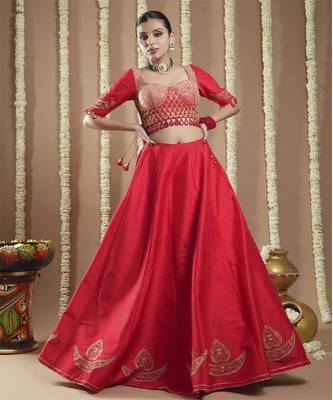 Chilli Red Heavy Silk Lehenga Set 3
