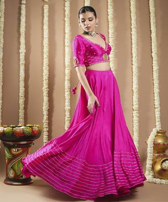 Hot Pink Silk Heavy Lehenga Set 5