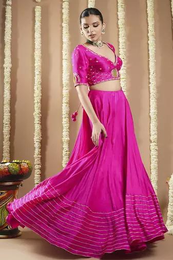 Hot Pink Silk Heavy Lehenga Set