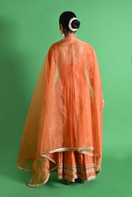 Orange chanderi anarkali set 3