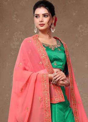 Aquamarine Embroidery Silk Party wear Lehenga 2