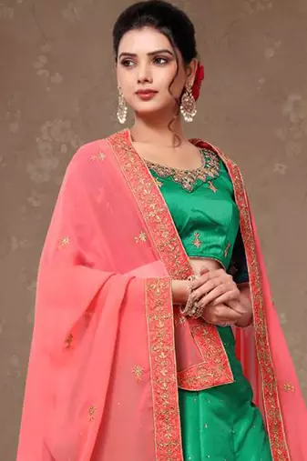 Aquamarine Embroidery Silk Party wear Lehenga