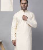 Off white rayon viscose sequence embroidered kurta only