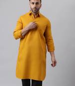 Mustred cotton  mustard kurta