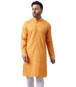 Orange polyester sequin work kurta