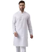 White polyester sequin work kurta