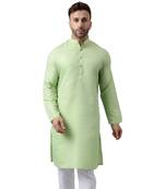 Pista green polyester sequin work kurta