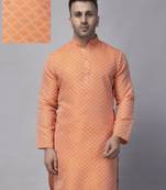 Orange polyester viscose party wear kurta only