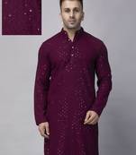 Maroon polyester viscose party wear kurta only