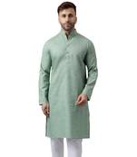 Green solid weaving kurta
