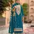 Teal chinon heavy embroidery semi stitched wedding palazzo suits