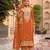 Orange chinon heavy embroidery semi stitched wedding palazzo suits