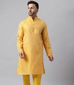 Yellow jacquard style kurta