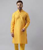 Yellow jacquard style kurta