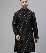 Black viscose rayon partywear black kurta
