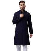 embroidered navy kurta