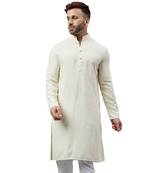 Cream ethnic embroidered kurta