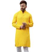 Yellow ethnic embroidered kurta
