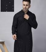 Black rayon viscose sequence embroidered kurta only