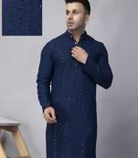 Navy blue rayon viscose sequence embroidered kurta only