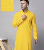 Yellow rayon viscose sequence embroidered kurta only